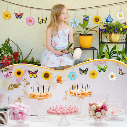 40 Pcs Spring Ornaments for Small Tree Wooden Flower Butterfly Ornament Sunflower Gerbera Daisy Wood Hanging Tree Decoration Spring Mother's Day Summer Birthday Party Decor Supplies(Flower, Butterfly)