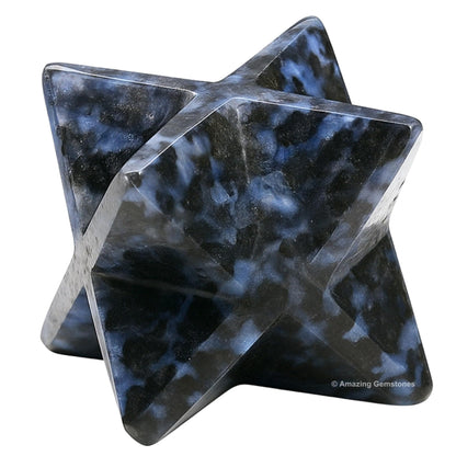 Amazing Gemstone Indigo Gabbro Merkaba Crystal - 0.75 Inches Metaphysical Merkaba Star for Meditation - Energetic Tetrahedron Crystal and Healing Stones for Spiritual Growth and Healing (15-20mm)