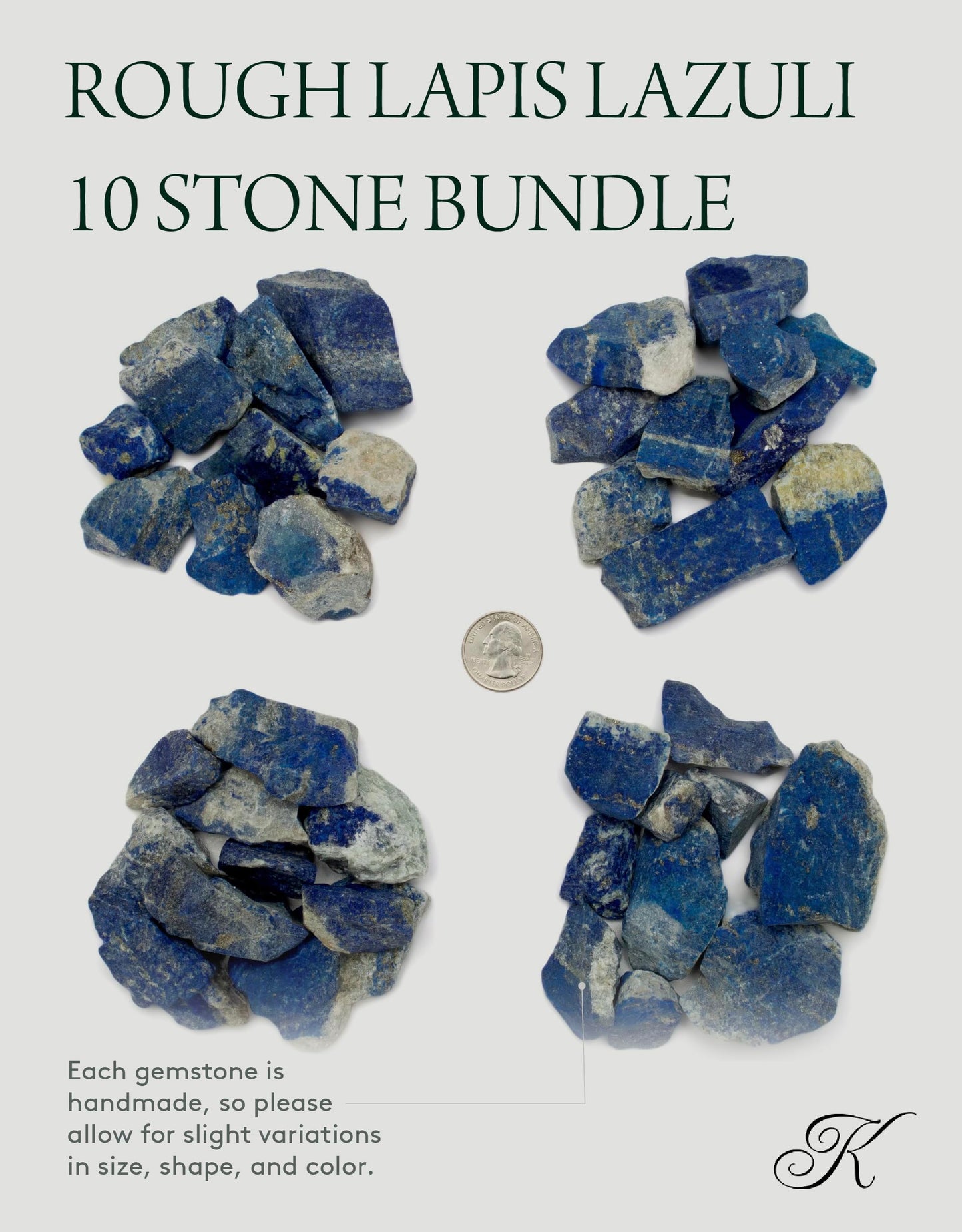 KALIFANO Rough Lapis Lazuli 10 Stone Bulk Bundle with Healing & Calming Effects - AAA Grade High Energy Raw Crystal - Reiki Stone Used for Rock Tumbling and Lapidary (Family Owned and Operated)