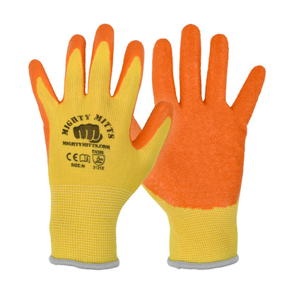 Cut-Resistant Work Gloves with Latex Grip (12 Pack) – Durable Safety Gloves for Construction, Landscaping, Gardening & Warehouse Work - Medium - Mighty Mitts Safety Work Gloves