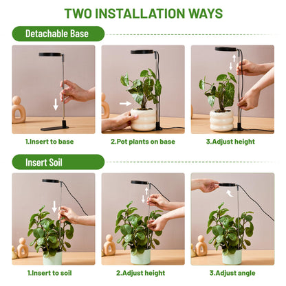 LBW Grow Light for Indoor Plants,Full Spectrum Plant Light with Base,Height Adjustable Plant Grow Lamp with Auto Timer 6/8/12/16H, 3 Colors,5 Dimmable Brightness, for Small Plants,Black, 3 Packs