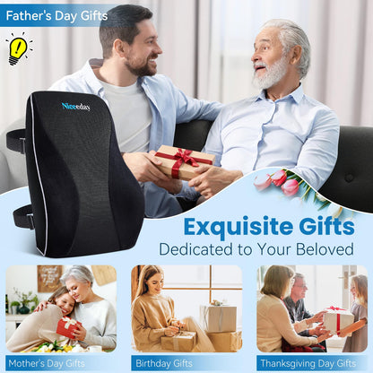 Niceeday Lumbar Support Pillow for Office Chair Car Back Support Pillow, Memory Foam Gaming Chair Desk Chair Back Cushion for Lower Back Pain Relief, Ergonomic Back Rest,Office Home Essentials