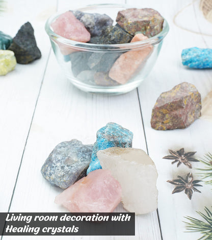 ZAICUS Assorted Raw Stones and Crystals, Rough Gemstones Bulk, Tumbling Bulk, Jewelry Making, Polishing, Cabbing, Lapidary, Fountain Rocks, Decoration, Wire Wrapping, Gem Mining, Reiki Healing 1 lb