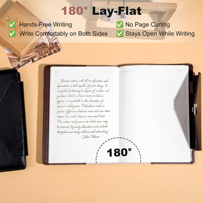 CAGIE Large Notebook Diary with Lock, 7.5 x 10 Inch Leather Journal with Lock for Writing, 220 Pages Women Men Hardcover Lock Diary Password Protected Notebook with Pen & Gift Box