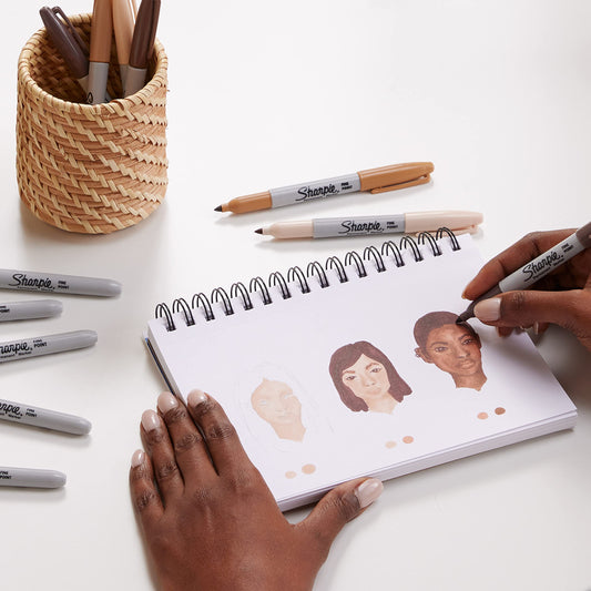 Sharpie Permanent Markers, Special Edition Portrait Colors, Fine Point, 12 Count - Assorted Skin Tone Shades
