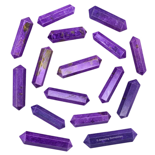 Amazing Gemstone Stichtite Crystal Points Bulk Healing Crystals and Stones - Pack of 3 Double Terminated Healing Wand Point Bulk Crystals for Crafts, Crystal Grid, DIY Work