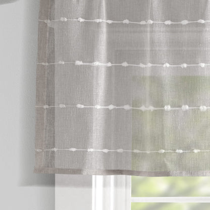 Lush Decor Farmhouse Textured Sheer Window Curtain Valance, 52"W x18"L, Gray