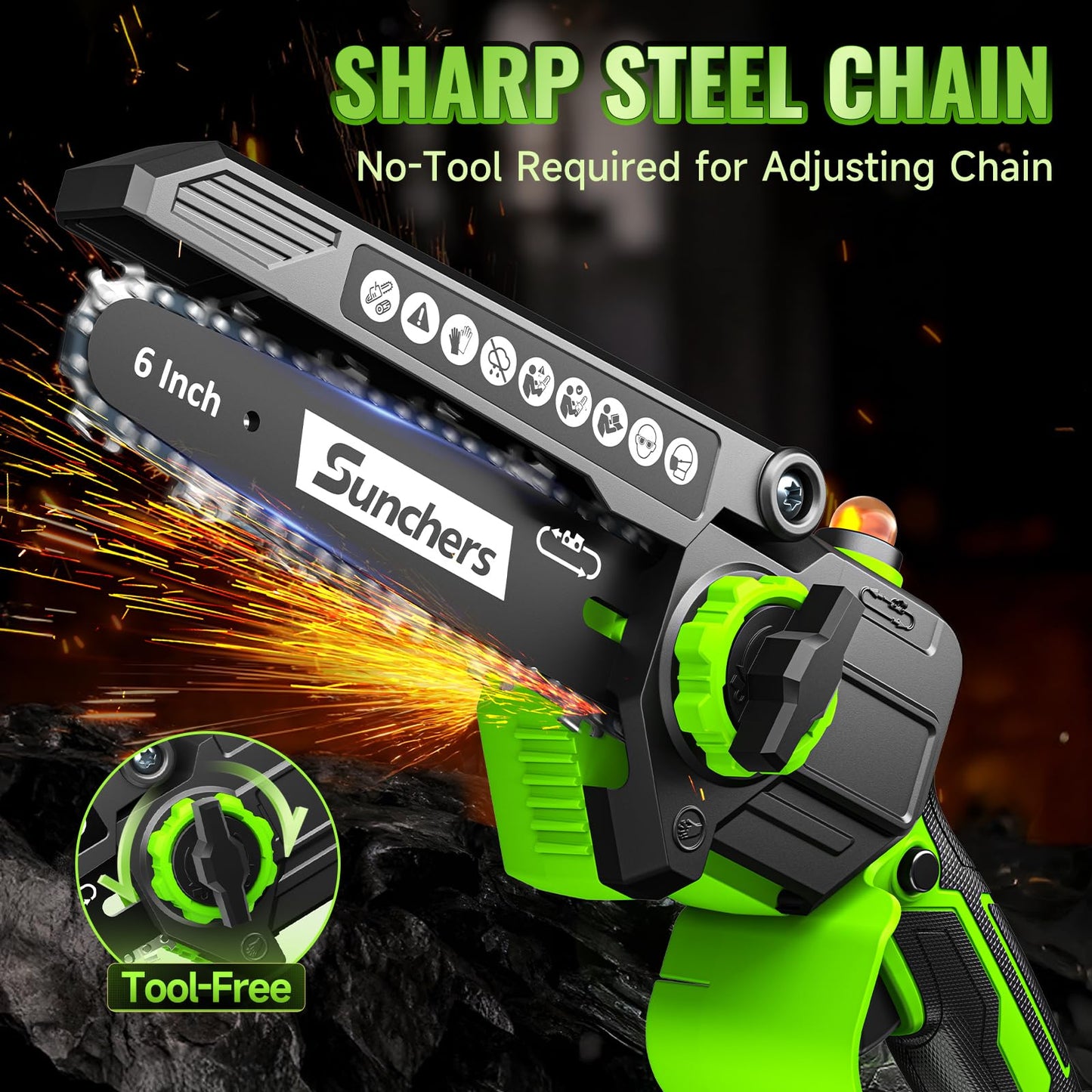 Mini Chainsaw Cordless, 6 Inch Electric Chainsaw with 2 Battery, Handheld Battery Powered Chain Saw with Auto Oiler, Garden Tools Saw for Wood Cutting Tree Cutter, Holiday Gifts for Men, Dad, Husband