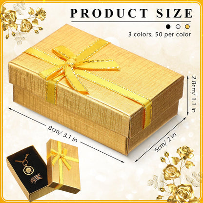 Bucherry 120 Pcs Jewelry Boxes Small Gift Boxes Bulk Cardboard Jewelry Gift Box with Bow for Ring Necklaces Earring Bracelet