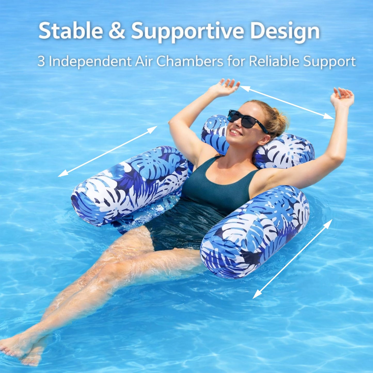 Pool Floats Adult 2 Pack, Inflatable Pool Float Chair, Portable Water Hammock for Summer Pool & Beach