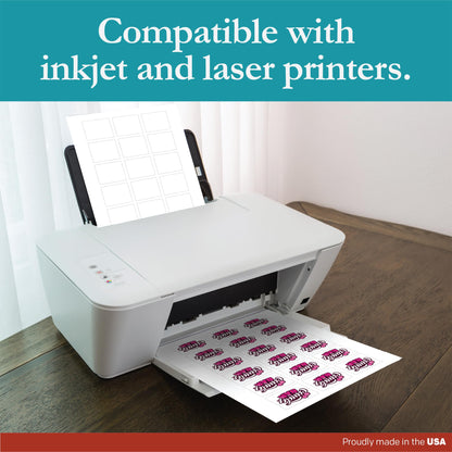 Premium Label Supply White Sticker Labels – 2" x 1.5" – Laser/Inkjet Compatible – (18 per Sheet), 25 Sheets – 450 Total Adhesive Labels