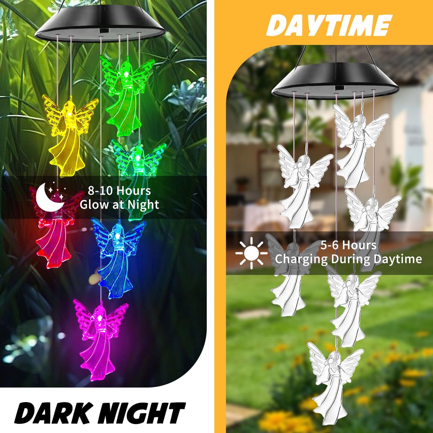 Angel Solar Wind Chimes, Angel Wind Chimes for Outside,Best Gifts for Mom Grandma Women Wife Aunt Sister, Unique Mobile Wind Chime, Garden Yard Decor