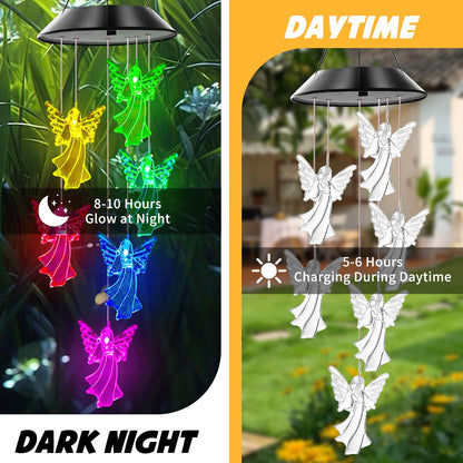 Angel Solar Wind Chimes, Angel Wind Chimes for Outside,Best Gifts for Mom Grandma Women Wife Aunt Sister, Unique Mobile Wind Chime, Garden Yard Decor