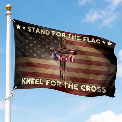FLAGWIX 4th of July Decorations - Stand For The Flag Kneel For The Cross Grommet Flag QNK105GF, 3x5 ft., No Flag Pole Rings - Heavy Duty Flags High Density Polyethylene, Durable Indoor Outdoor
