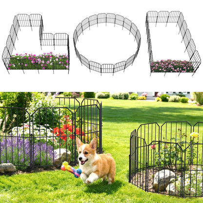 VANCASTLE Decorative Garden Fence, Toatal 10FT(L) x 24IN(H) Outdoor Metal No Dig Fence Animal Barrier, Rustproof No-Tool Assembly Landscape Edging for Yard, Lawn, Patio, Flower Bed-10 Panels Design A