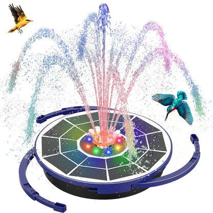 AISITIN 3.5W Solar Fountain Pump with LED Colorful Lights & 3000mAh Battery, Solar Bird Bath Fountain with 10 Nozzles, Solar Water Pump for Garden, Pond and Outdoor (Purple)