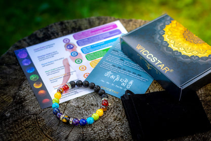 WICCSTAR Chakra Bracelet For Women. Healing Crystals For anxiety relief and Aromatherapy