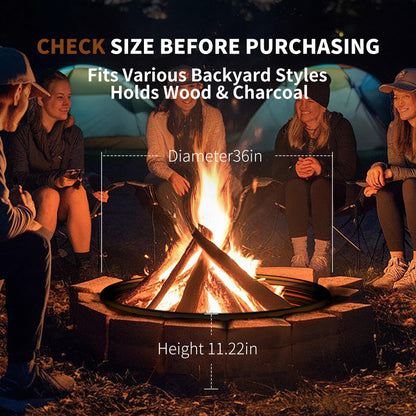 HAIMINA 36 Inch Fire Pit Ring, Heavy Duty Large Fire Pit Ring for Outside Wood Burning, Fire Pits Rings with High-Temperature Coating for Backyard, Bonfire, Camping, Beach (3x3 FT)