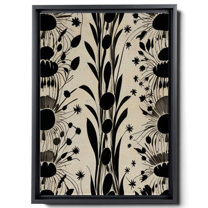 Canvas Print Scandinavian Folk Art Black and Beige Abstract Botanical Wall Art for Scandinavian Home Decor Canvas, Print
