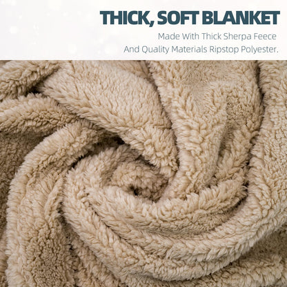 KawaGebo Kamp Outdoor Camping Blanket with Sherpa Lining, Extra Warm Thick Camp Blankets and Puffy Ultralight Soft Poncho DWR Camping Quilt for Cold Weather, Adventure, Sleeping, Backpacking 78"x 56"