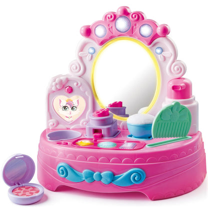 lalalark Toddler Vanity & Baby Vanity Mirror Toy, Interactive Pretend Vanity Set with 40+ Sounds and Music, Learn Musical Mirror Toy, Birthday Gift for 6 Months+ 1 2 3 Year Old Kids Girls