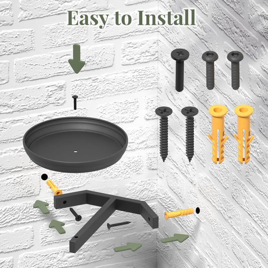 BXF Corner Wall Planters for Indoor Plants, 90 Degree Floating Shelves. Heavy Duty Mounted Holder, Minimalist Hanging Decor. Window Shelf Fits 4-7 Inch Pots (Black, 2 Pack)