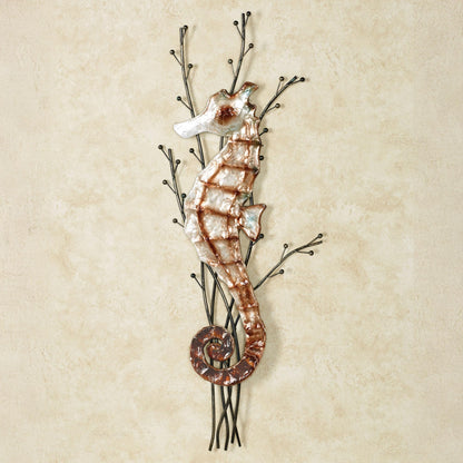 Touch of Class Atlantic Seahorse Metal Wall Sculpture Brown One Size - Coastal Style - Ocean Theme Decor - Metal and Capiz Shell Nautical Beach Themed Art for Bathroom, Bedroom - 31 Inches High