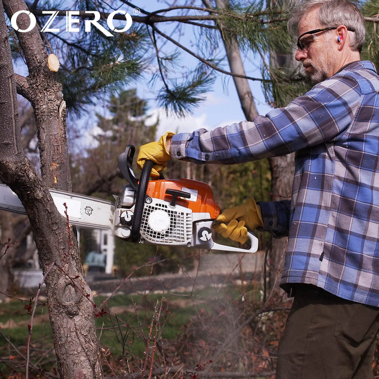 OZERO Leather Work Gloves for Men, 1 Pair Gardening Gloves, Grain Cowhide Garden Gloves with Reinforced Palm, Flexible Keystone Thumb, Elastic Wrist, Heavy Duty Yard Work Gloves,X-Large