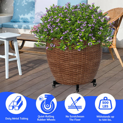 Plant Caddy With Wheels, 21" to 30" Heavy Duty Rolling Plant Dolly, Metal Plant Stand With 4 Lockable Caster Wheels, For Indoor Outdoor Large Pots Planter, Holds Up to 500 Lbs, Black Moving Dolly