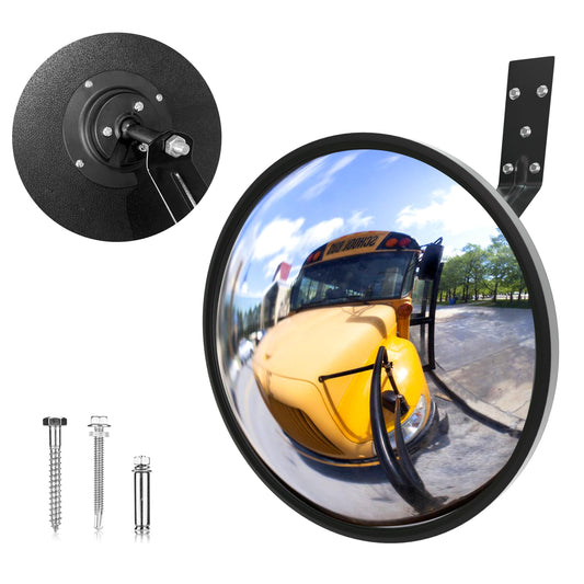 KJE 12" Acrylic Convex Mirror – 160° Wide-Angle Traffic Blind Spot Mirrors, Adjustable Corner Mirror in Garage, Driveways, Stores, Warehouses, For Outdoor and Indoor Use