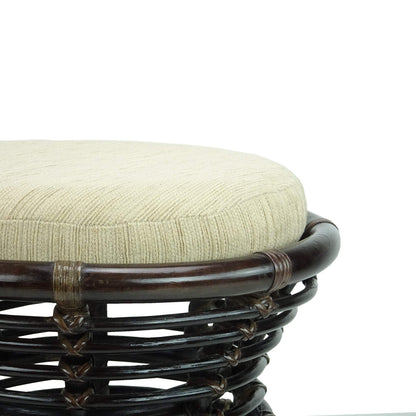 SunBear Furniture Handmade Natural Rattan Wicker Milan Ottoman Stool Vanity Bedroom Handmade Design ECO, Cognac (Light Brown)