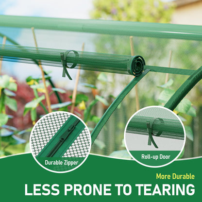 SPECILITE 98x49x49in Garden Plant Netting Mesh Cover for Raised Bed with Roll-up Zipper Door for Vegetables Fruits, Large Tunnel Gardening Net, Green