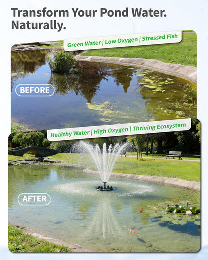 POPOSOAP Floating Fountain with LED Lights, Pond Fountain and Aerator Complete Kit with 1200GPH Water Pump 30FT Power Cord, 3 Spray Styles for Ponds, Pool, Lakes & Water Gardens P145