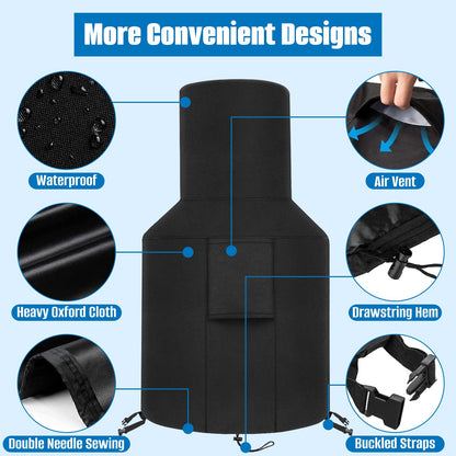 SIRUITON Patio Chiminea Cover - Durable, Weather-Proof Chimineas Fire Pit Cover , Heavy Duty 420D Oxford Water-Resistant chiminea outdoor fireplace Covers