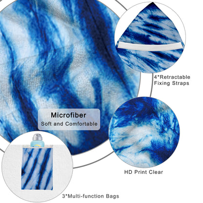 Lounge Chair Towel Cover (Pack of 2), Tie Dye Style Chaise Lounge Cover, Beach Chair Covers with Pockets for Pool Beach Garden Courtyard Outdoor Trips, 85 x30 in, Royal Blue
