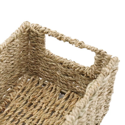 YRMT Small Seagrass Storage Basket Toilet Paper Baskets with Built-in Handles Bathroom Organizer Narrow Baskets for Organizing Toilet Tank 2 Pack (Seagrass)