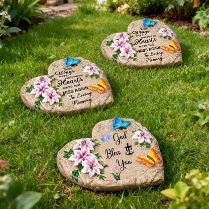 God Bless You-Resin Stepping Stone,Outdoor Garden Pathway Decoration,Heart Shaped Decorative Stone for Garden,Walkway Sculpture Yard Art for Patio,Home Decor