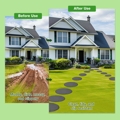 Outdoor Step Stones, Stepping Stones with Ground Stakes, Polypropylene Resin Round Step Stones with Ground Stakes for Lawn Garden Pathway (Grey)