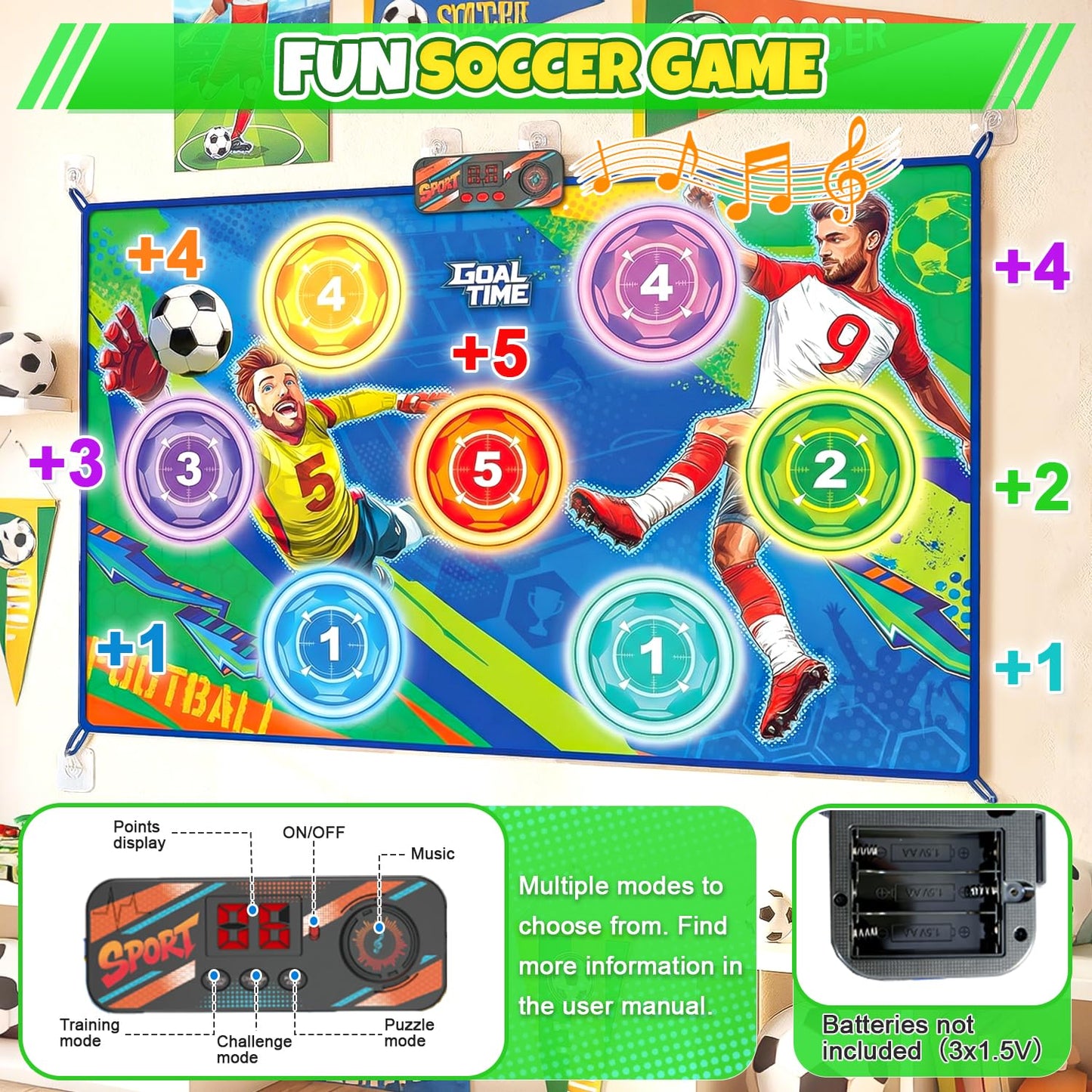 Electronic Soccer Game Toy Set for Kids, Soccer Trainer, Soccer Ball Game Outdoor Indoor Soccer Training Game with Scoring, 2 Soccer & 3 Modes, Soccer Robot Toys Gifts for 3-12 Years Old Boys Girls