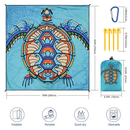 Beach Blanket Waterproof Sandproof Beach Mat 79" X 83"/10'x9'for 2-8 Adults Quick Drying Outdoor Picnic Mat Beach Accessories for Travel, Camping, Hiking