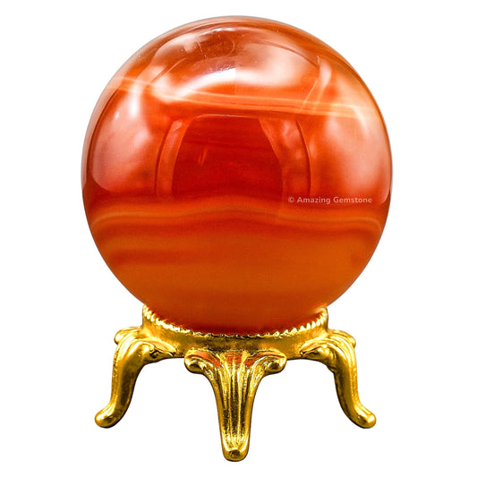 Amazing Gemstone Carnelian Onyx Crystal Ball with Stand - 2 Inches Crystal Sphere Meditation Balls for Witchcraft and Decorative Balls