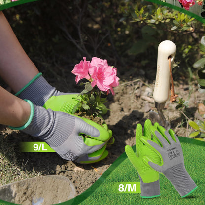 WORKPRO 6 Pairs Garden Gloves, Work Glove with Eco Latex Palm Coated, Gardening Gloves, Working Gloves for Weeding, Digging, Raking, and Pruning (Medium)