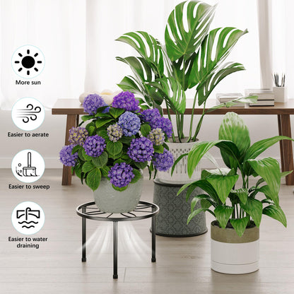 NQW 5 Pack Metal Plant Stand Indoor Outdoor,Indoor Plant Stands for Patio Rustproof,Heavy Duty Flower Pot Stands for Multiple Plant,Black Potted Plant Holder for Home(BlackLeaf)
