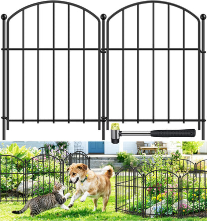 Decorative Garden Fence 17in x 10ft, 10 Pack Rustproof Metal Animal Barrier Fence, Arched Flower Bed Edge Decorative Rabbit and Dog Ground Defense No-Dig Fence for Patio Patio Outdoor