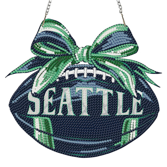 Rertcioph Football Diamond Art Hanging Kit for Adults, DIY Acrylic 5D Diamond Painting Hanging Ornament for Seattle Home Wall Decor and Gift