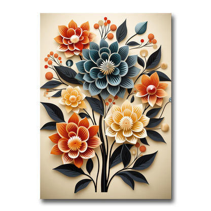 Scandinavian Folk Art, Black and Beige Abstract Botanical Wall Art for Scandinavian Home Decor, Wall Art, Art Print