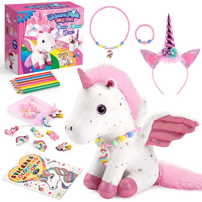21-Piece Unicorn Gift Set for Girls Ages 3-8 | Soft Plush Stuffed Animals & Dress-Up Accessories Bundle | Idea Birthday Gifts, Christmas Presents, Party Favor for Kids Toddler Girls