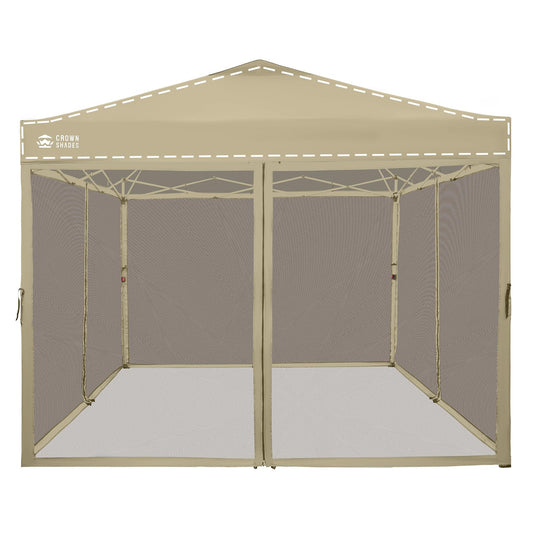 CROWN SHADES Gazebo Mosquito Net Only for 10 x 10 Pop Up Canopy - Patio Gazebo Replacement Mesh Sidewall with Zipper for Outdoor Tent, Garden and Backyard (4-Piece,Khaki)