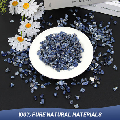 1.1lb Natural Crushed Sodalite Quartz Crystal Tumbled Chips-Sodalite Healing Crystals Chips Bulk, Crushed Crystal Gemstones for Crafts, Beautiful Package for Gift