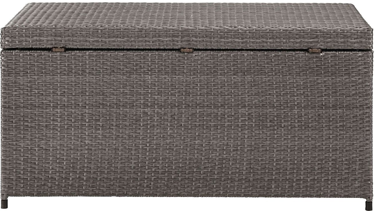Crosley Furniture Palm Harbor Wicker Outdoor Storage Box for Patio Furniture Cushions and Pool Floats, Gray